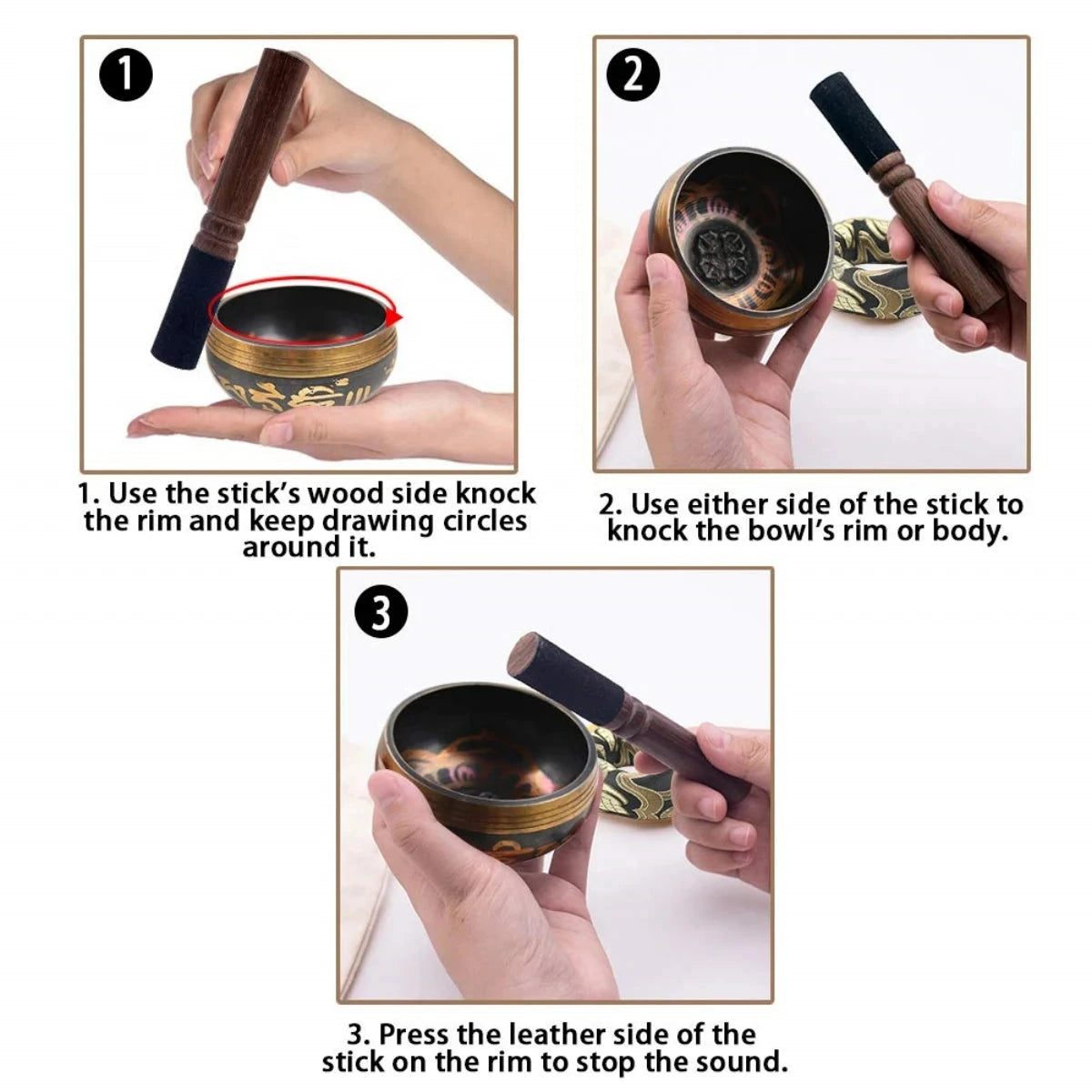 Tibetan Singing Bowl Set Lotus Unique Gift Helpful for Meditation Yoga Relaxation Chakra Healing Prayer and Mindfulness - AMULET RING STORE