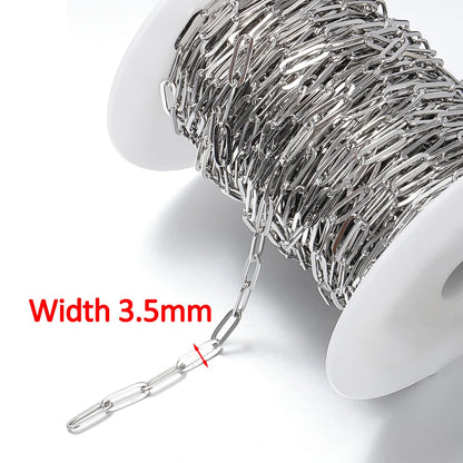 No Fade 1Meter Stainless Steel Gold Plated Embossed Link Chains DIY Women Men Necklaces Bracelets Jewelry Making Bags Chain Bulk - AMULET RING STORE