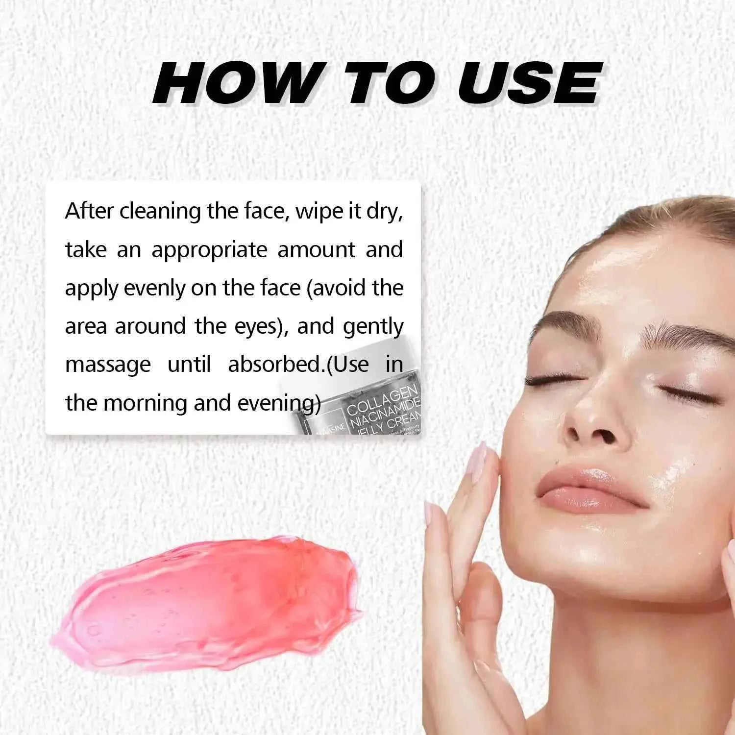 50g Collagen Niacinamide Jelly Cream Deep Moisturizing Pore Shrinking Brightening Niacinamide Gel  Lifting Firming Face Skin Car