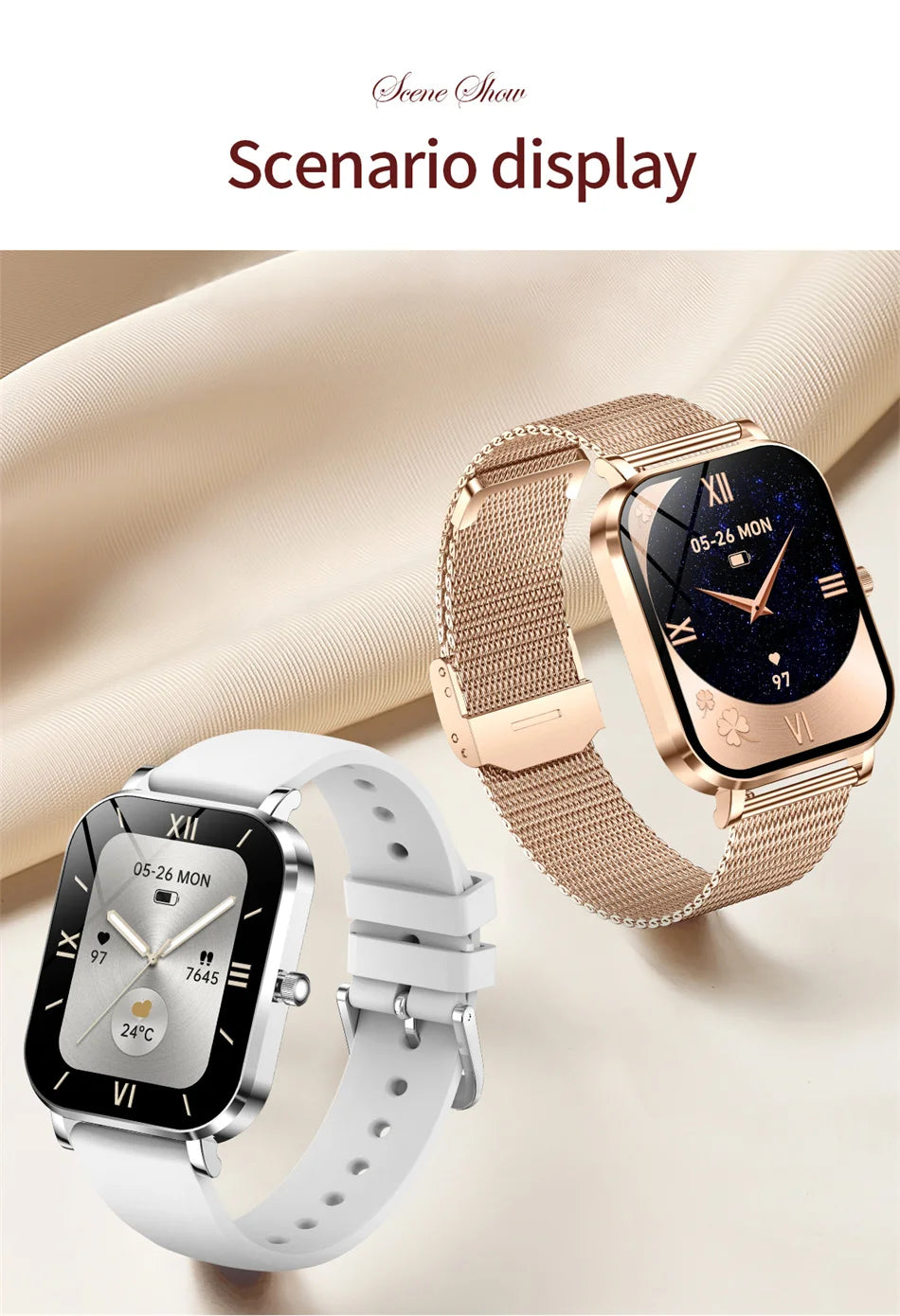 2025 New Xiaomi Fashion Women Smartwatch AMOLED HD Screen Heart Rate Blood Oxygen Monitoring BT Call Sports Smartwatch Woman