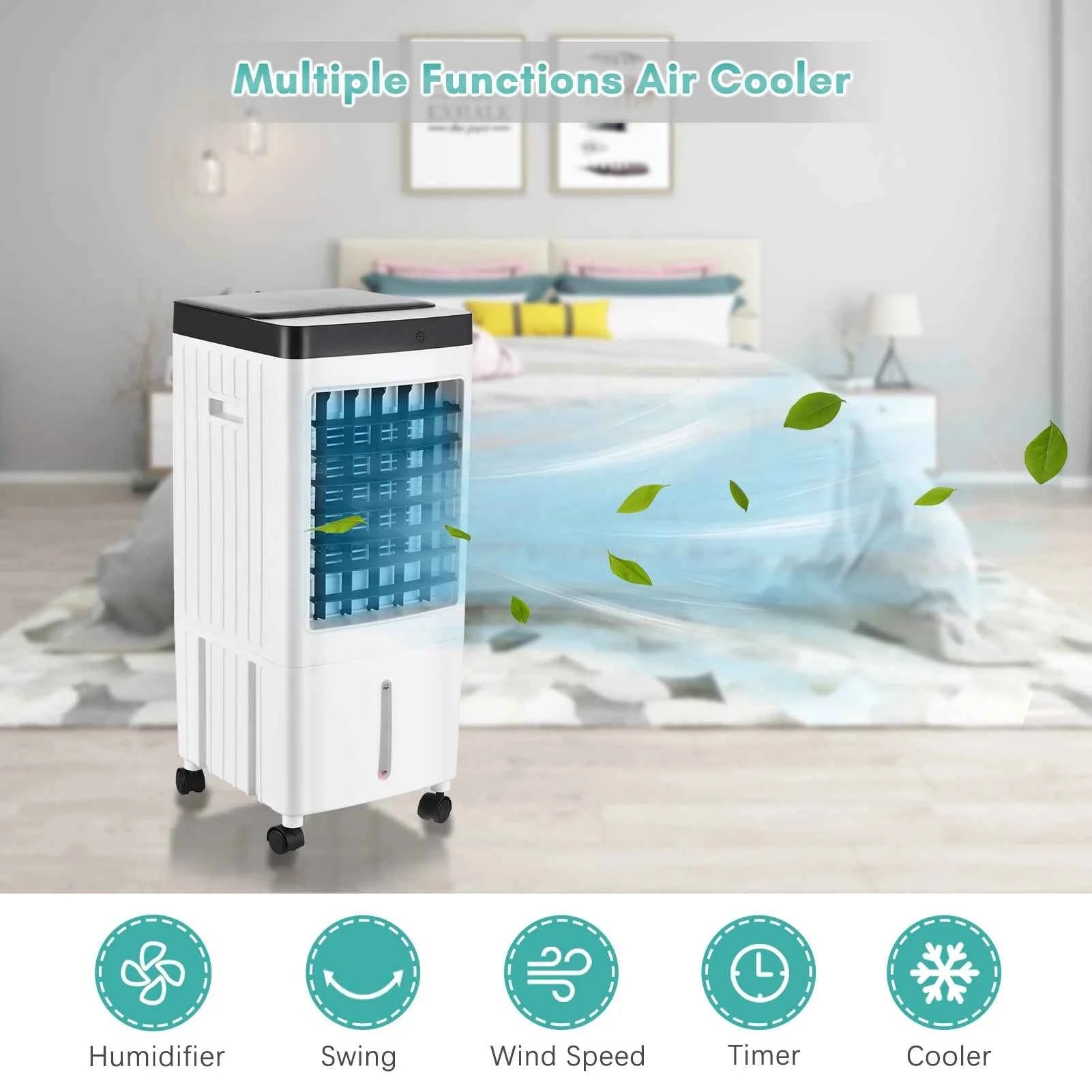 Portable Air Conditioner Fan Evaporative Cooler Cooling Machine 3 Speed with 7hrs Timer with Remote Control for Room Home Office
