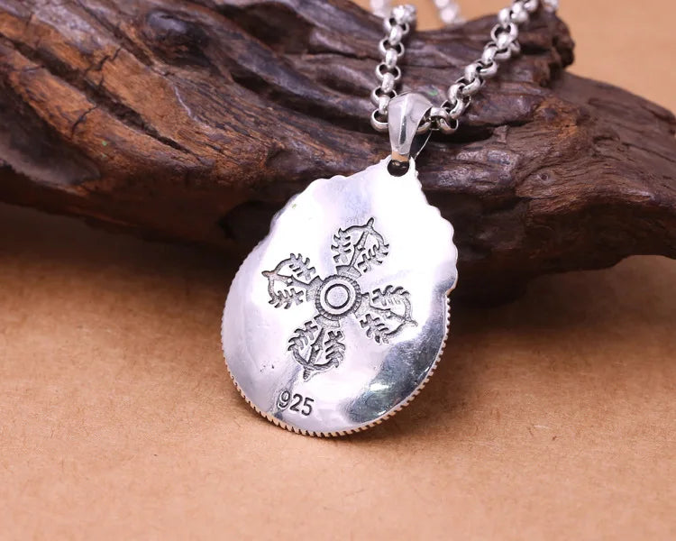 S925 Sterling Silver Retro Thai Silver Nine Palace Bagua Brand Rotating Twelve Zodiac Pendant