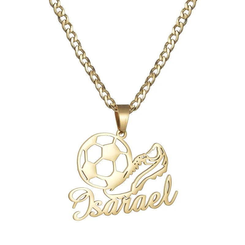 Custom Name Necklace Football Sports Style Personalized Men Customized Chains Stainless Steel For Male Jewelry Birthday Gifts