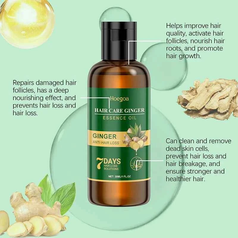 Ginger Hair Growth Serum 7 Days Fast Regrowth Essential Oil Anti Hair loss Prevent Hair Dry Frizzy Damaged Repair Care Products