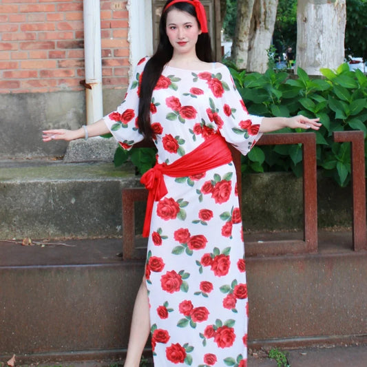 New Belly Dance Performance Costume for Women's Senior Printed Robe+Headscarf+Hip Scarf 3pcs Baladi Shaabi Competition Robes