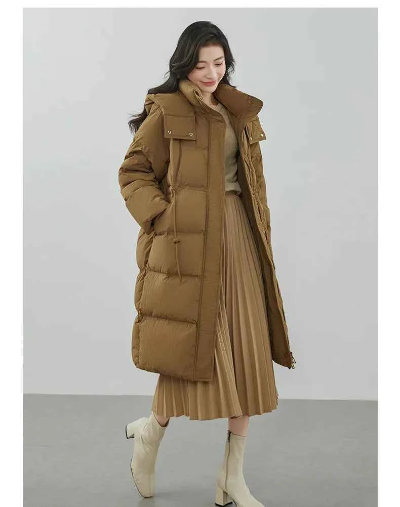 Ultra-Warm Down Jacket for Women 2025 Winter New Arrival Hooded, Knee-Length, Thickened, Waist-Defining, Versatile Coat