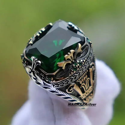 Turkish Handmade Jewelry Silver Color Plated Islamic Men's Ring Size 6-11