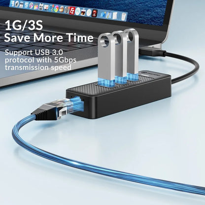 PHIXERO USB 3.0 Hub 2500Mbps Ethernet With RJ45 USB Splitter Multi Port Data Adapter Expander for Laptop Computer PC Accessories