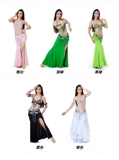 Hot Selling Ladies Beaded Sequins Belly Dance Accessories Belts + Bra Samba Costume Club Bra