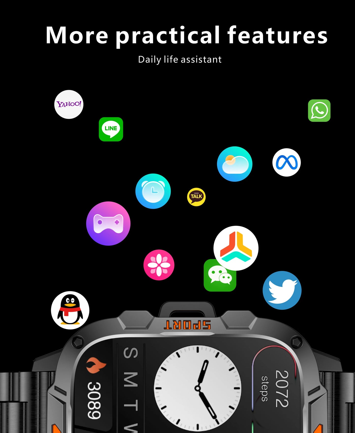 New Full Touch Smart Watch Men For Android Xiaomi Blood Pressure Oxygen Fitness Watch Waterproof LED Flashlight SmartWatch 2024 - AMULET RING STORE