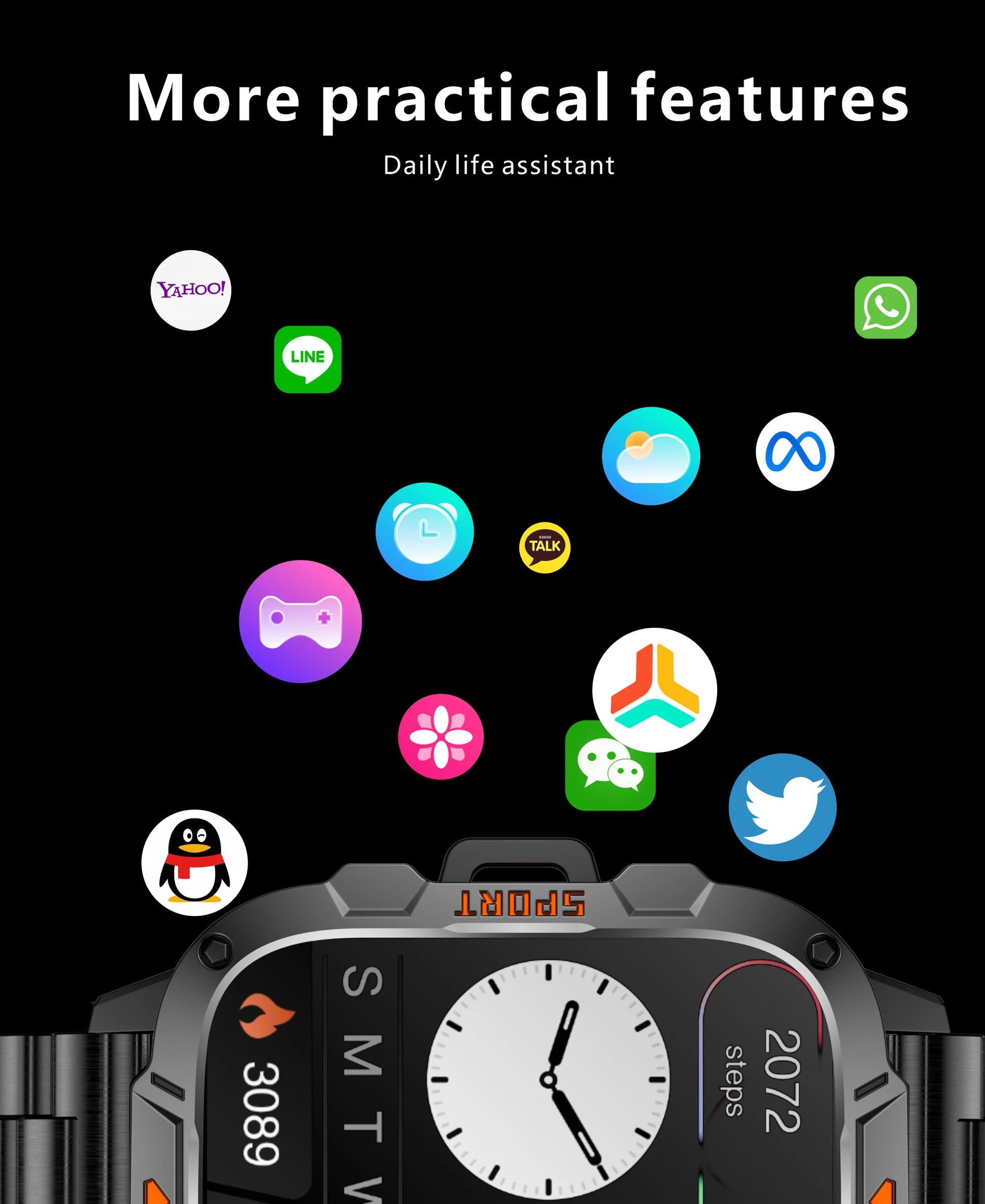 New Full Touch Smart Watch Men For Android Xiaomi Blood Pressure Oxygen Fitness Watch Waterproof LED Flashlight SmartWatch 2024 - AMULET RING STORE