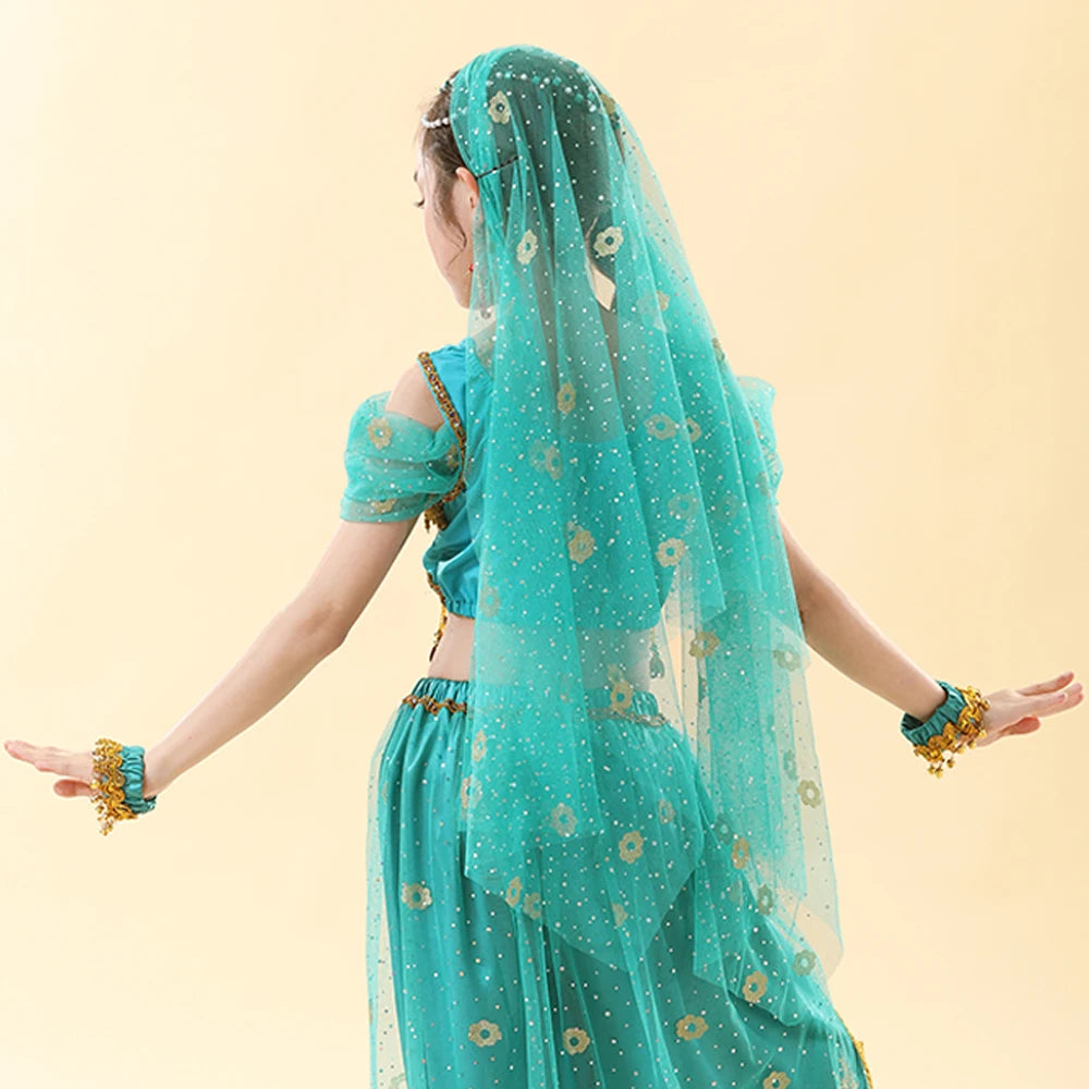 Children's Indian Princess Belly Dance Set Eastern Indian Dance Saree Girl