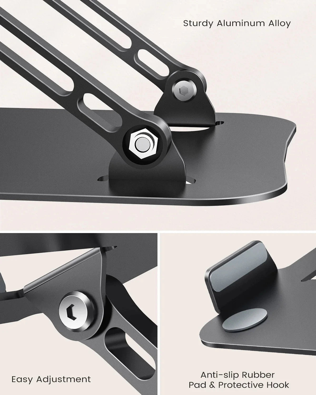 ST01 Portable 11–16-inch Adjustable Laptop Stand Computer Stand Sturdy Aluminum for Desk Foldable Laptop Holder Notebook Tablet - AMULET RING STORE