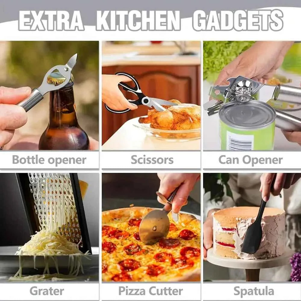 44PCS Silicone Kitchenware Non-Stick Cookware Kitchen Utensils Set Spatula Shovel Egg Beaters Wooden Handle Cooking Tool Set