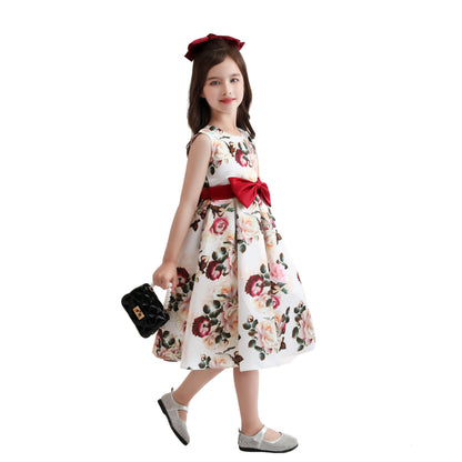 Girls' formal dress dress, printed princess dress, children's dress, flower performance outfit, children's dress