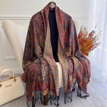 Autumn Bohemian Ethnic Paisley Cashmere Shawls Scarf for Women Warm Jacquard Pashmina Scarves Print Design Lady Foulard Stoles - AMULET RING STORE