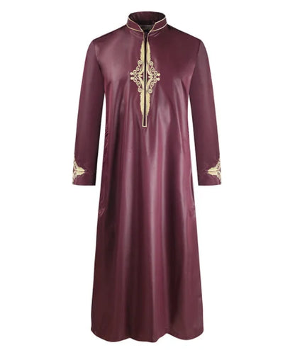 Men's Long Sleeved Dubai Türkiye India Loose Islamic Collar Dress Jubba Thobe Ramadan Muslim Abaya Gown Solid House