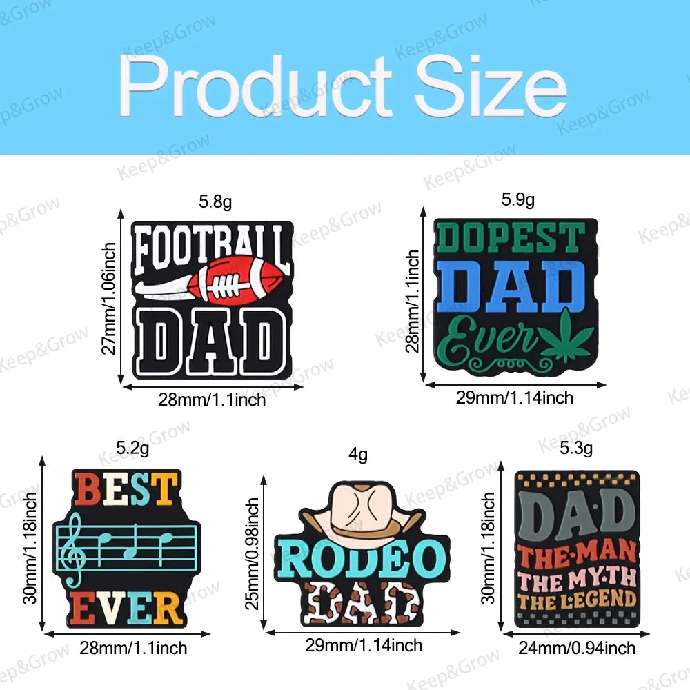 5/20/50Pcs Best Legends Dad Themed Silicone Beads for Jewelry Making Father's Day Focal Beads DIY KeysChain Accessory Decoration - AMULET RING STORE