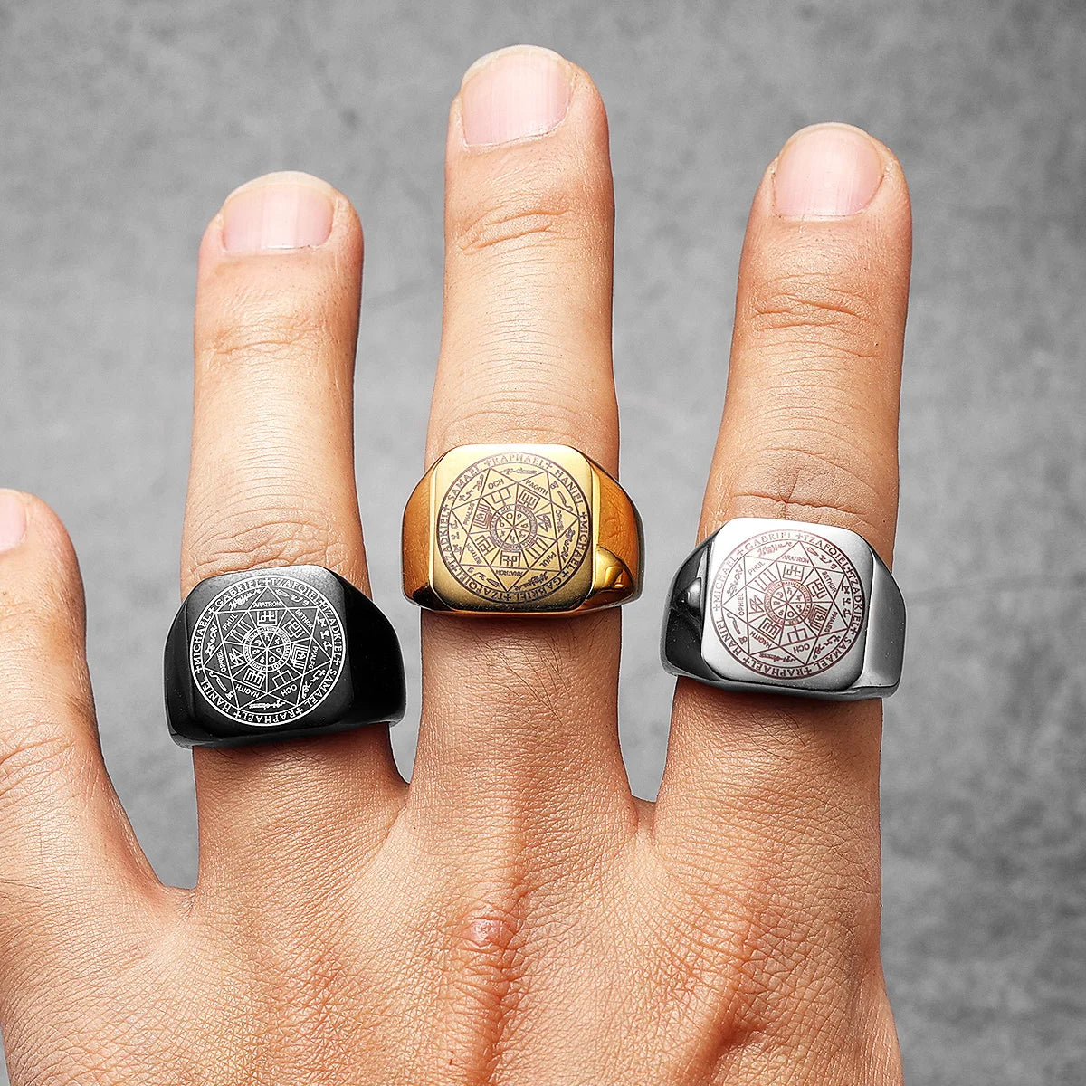 Solomon Kabbalah Seal Men Rings