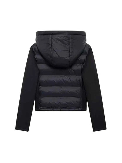 Hooded Patchwork Padded Jacket Coat with Pockets for Women, Long Sleeve, Front Zipper, Female Outerwear, Chic Tops, Fashion