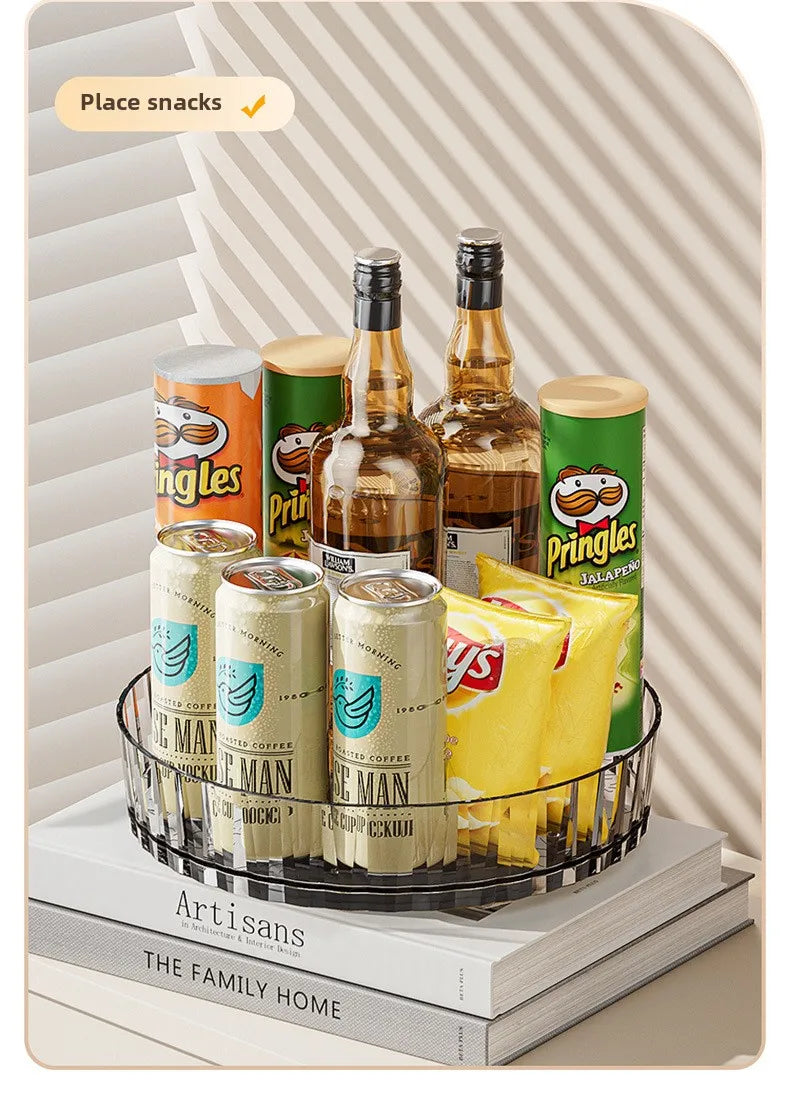 360° Rotating Plastic Storage Rack Bathroom Storage Organizer Kitchen Snack Food Oil Seasoning Bottle Storage Rack Fruit Tray - AMULET RING STORE