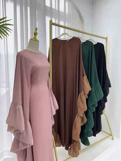 2025 Eid Arabic Muslim Women Modest Dress Luxury Dubai Abaya Islamic Party Lace-detailed Sleeves Robe Festival Turkey Outfit