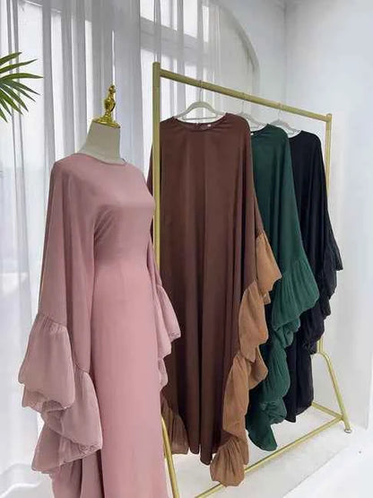 2025 Eid Arabic Muslim Women Modest Dress Luxury Dubai Abaya Islamic Party Lace-detailed Sleeves Robe Festival Turkey Outfit