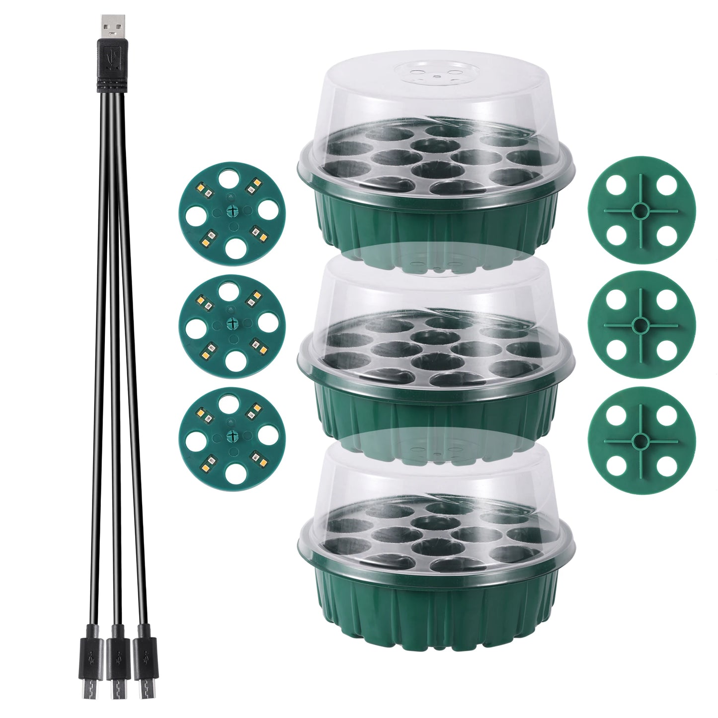 Seedling Nursery Box With LED Growing Light Seed Starter Tray Seedling Breeding Pot Garden Greenhouse Germination Planter - AMULET RING STORE