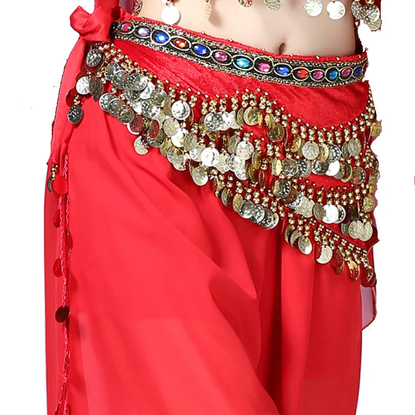 1PC New Style Belly Dance Belt Newest Multi-color Glass Silk Velvet Dancing Belt Scarf Crystal BellyDance Waist Chain Hip Scarf - AMULET RING STORE