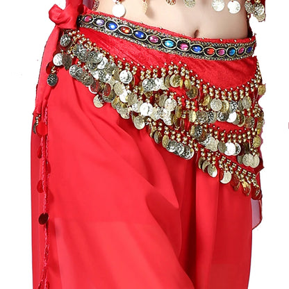 1PC New Style Belly Dance Belt Newest Multi-color Glass Silk Velvet Dancing Belt Scarf Crystal BellyDance Waist Chain Hip Scarf - AMULET RING STORE