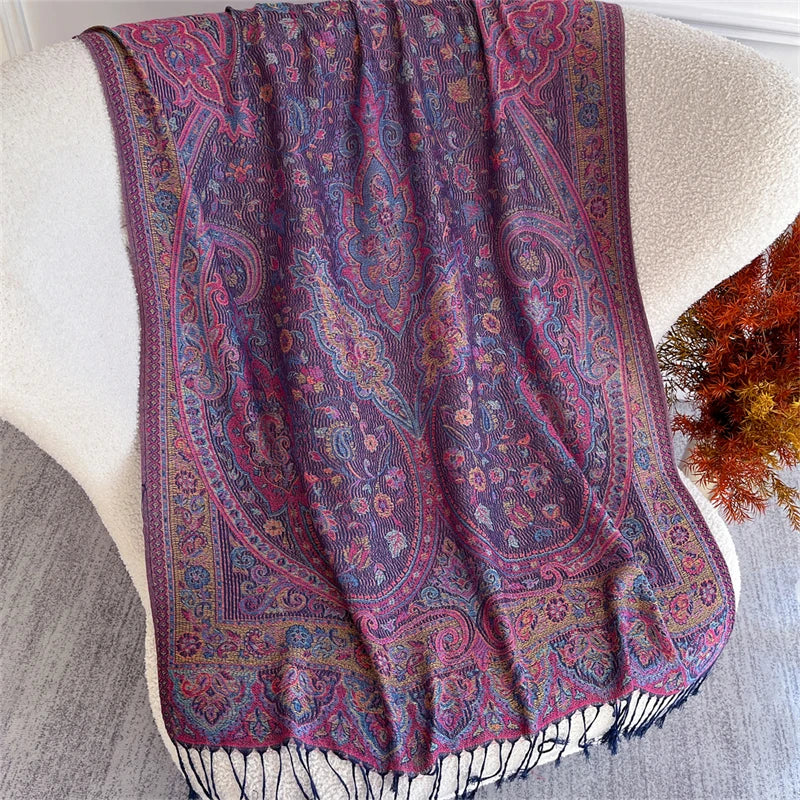 Autumn Bohemian Ethnic Paisley Cashmere Shawls Scarf for Women Warm Jacquard Pashmina Scarves Print Design Lady Foulard Stoles - AMULET RING STORE
