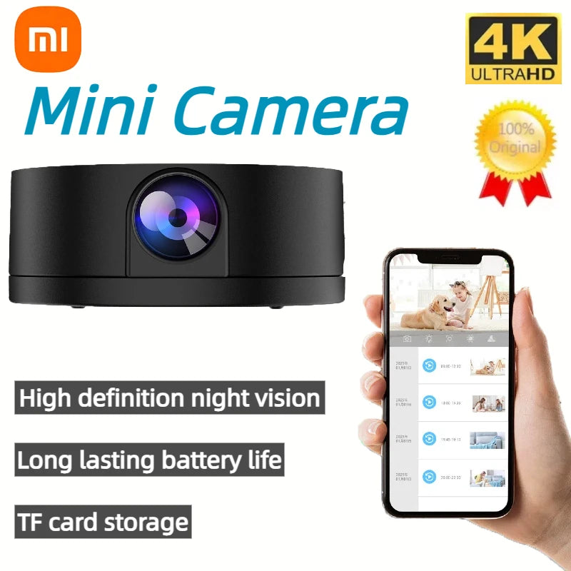 Xiaomi 4K HD Mini Camera Wireless Smart Surveillance Wifi Camera Home Remote Monitoring High-definition Night Vision 2025 New - AMULET RING STORE