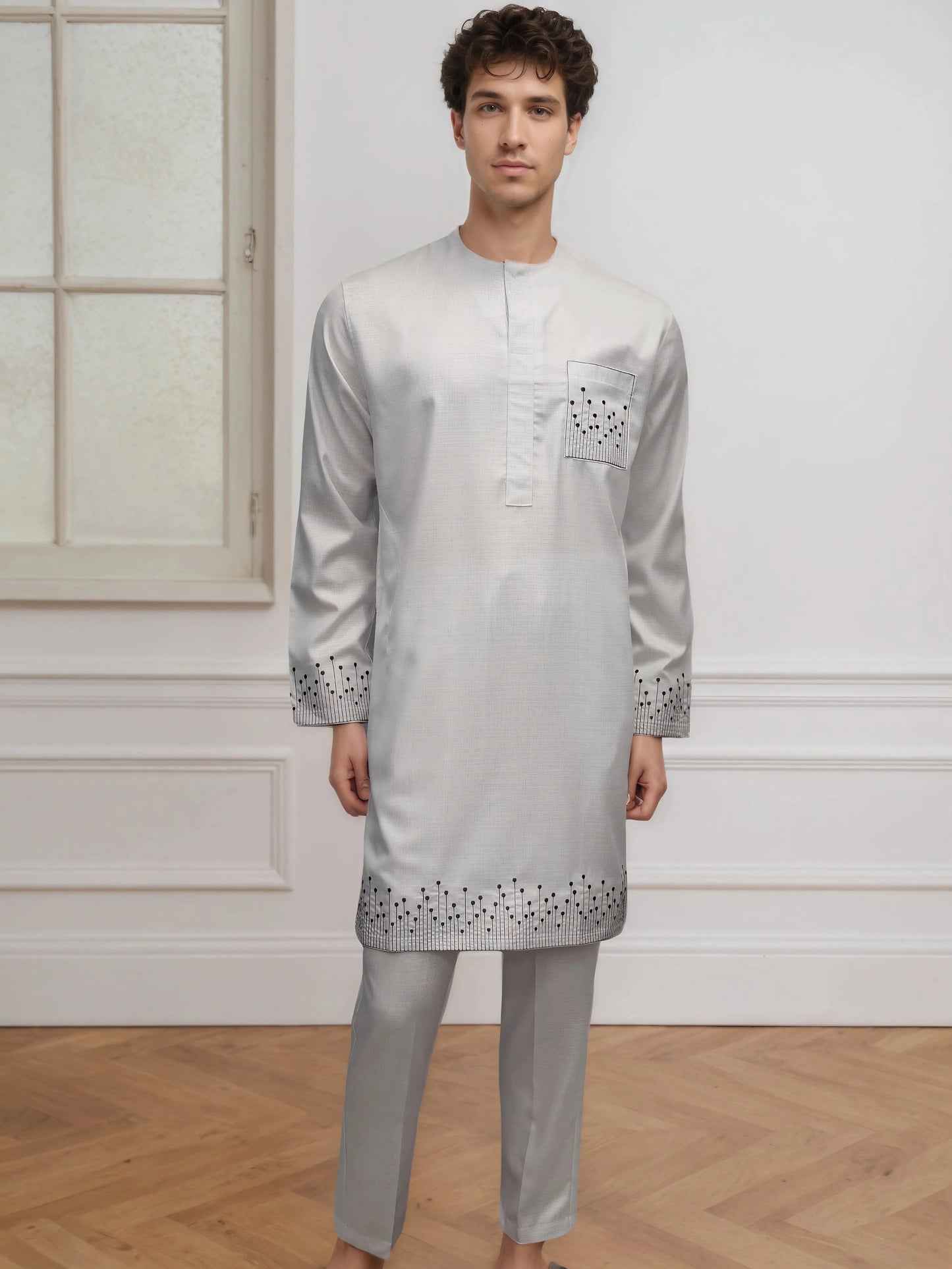 Arabian Jubba Thobe Ramadan Clothing Abaya Muslim Islamic Moroccan African Men's Nice Prayer Eid Robe Long Sleeve Embroidery