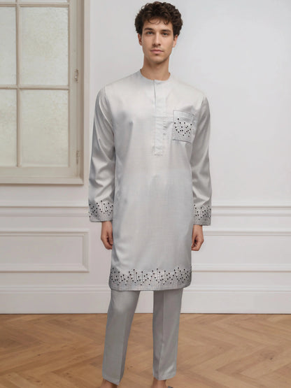 Arabian Jubba Thobe Ramadan Clothing Abaya Muslim Islamic Moroccan African Men's Nice Prayer Eid Robe Long Sleeve Embroidery