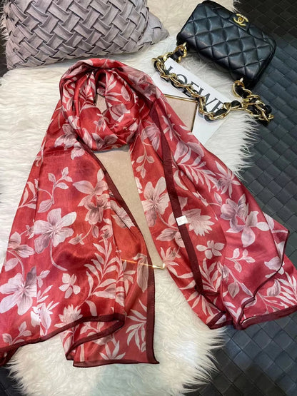 Brand Beige Cartoon Cat 100% Silk Scarf Shawl Bufanda Women Spring Fall Fashion Large Size Winter Long Scarves Bufanda 180*110cm