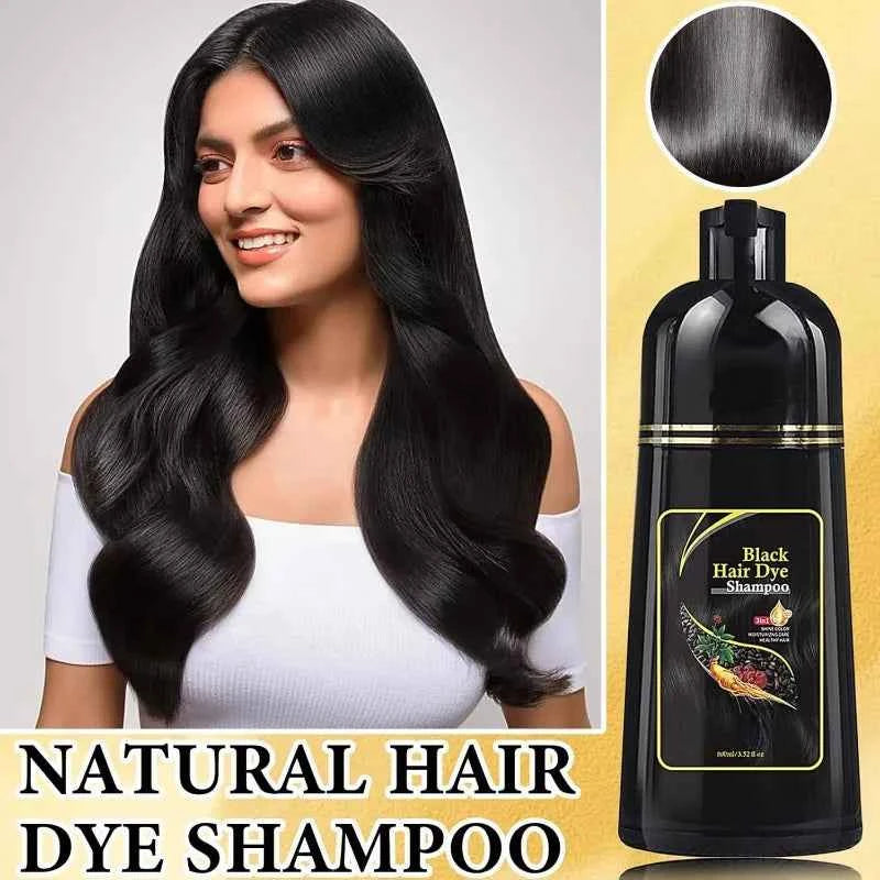 2pcs Black Hair Colouring Shampoo Natural Herbal Essence 3 in 1 Colouring Shampoo Clean Dandruff Removing for Covering White