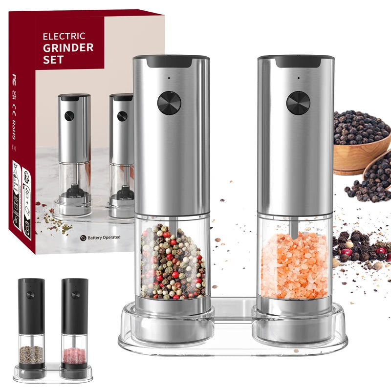 Electric Salt And Pepper Grinder With Adjustable Coarseness Refillable Mills Battery Powered Pepper Grinder Kitchen Gadget Tool - AMULET RING STORE
