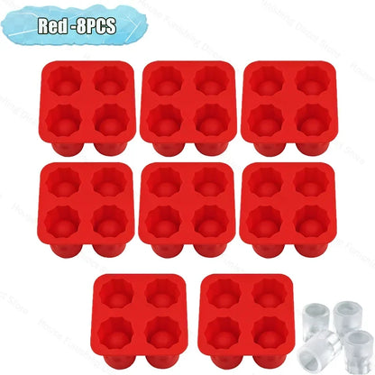 4Cup Shape Silicone Ice Cube Mold Tray for Summer Bar Party DIY Cold Drinks Kitchen Essential Ice Cup Maker Compartment Mold - AMULET RING STORE