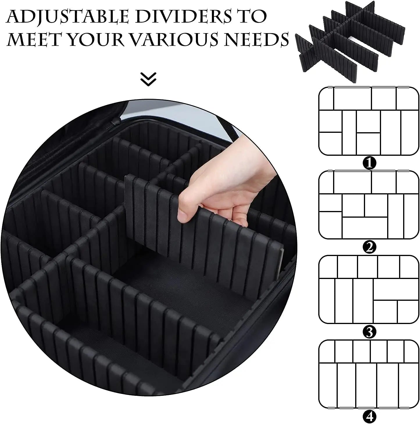 Large capacity travel makeup case, portable artist organizer with adjustable dividers and shoulder strap for toiletries jewelry - AMULET RING STORE