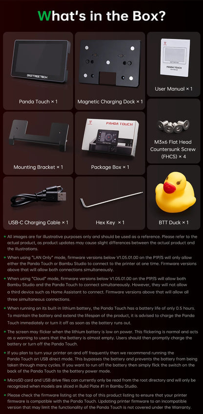 BIGTREETECH Panda Touch 5 Inch Touch Screen Multi-Printer Wireless Control Upgrade For Bambu Lab X1 P1 BambuLab A1 3D Printer