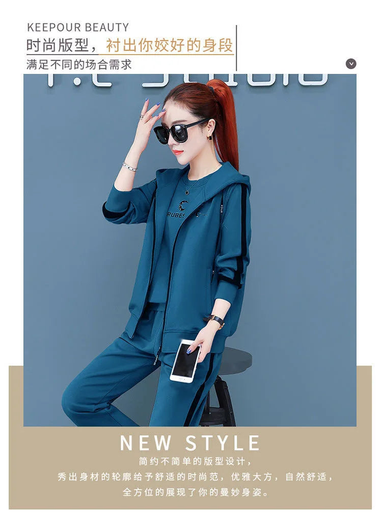 Spring Autumn Women Tracksuit Coats+Sweatshirts+Pants 3Pcs Suit Fashion Outfits Ladies Casual Clothing Sets Loose Sportswear