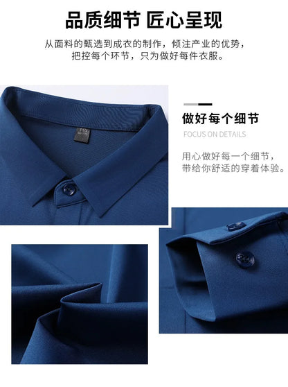 Mulberry Silk Business Dress Shirt - Men's Wrinkle Resistant