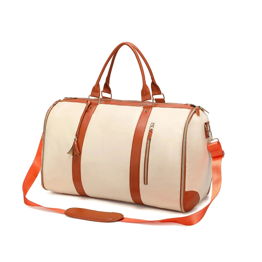 Fashion Large PU Folding Suit Storage Bag Women High Capacity Luggage Handbag Travel Sport Outdoor Multi Function Organizer