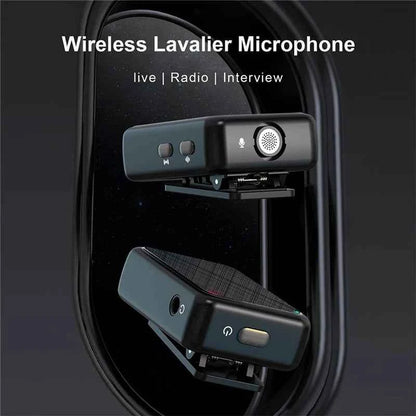Wireless Lavalier Recording Microphone Dual Channel Lapel Mic System with 98ft For Smartphone DSLR Camera DV Vlog YouTube Live