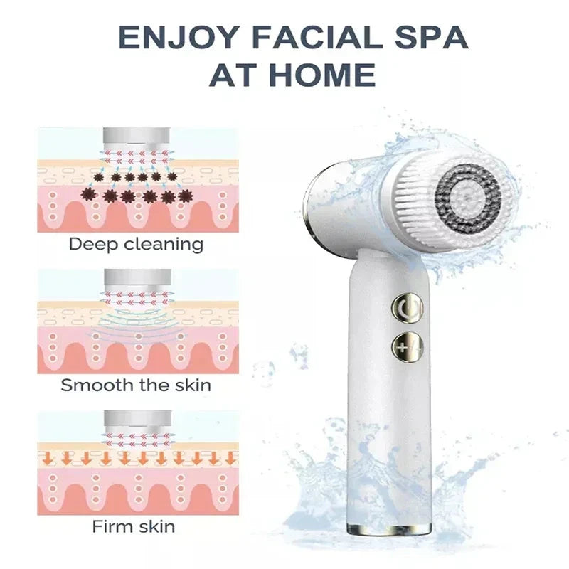 6 In 1 Electric Cleansing Brush Sonic Rotating Cleansing Brush Facial Clean and Remove Acne Pore Skin Rejuvenation Beauty Care