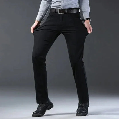 Brand Jeans 2025 Summer Business Jeans Men Light Blue Casual Straight Stretch Fashion Classic Work Denim Trousers Male Clothing