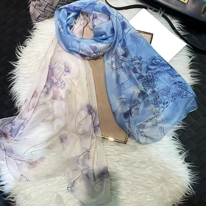 BYSIFA|New Black Pink Peony 100% Silk Shawl Scarf Women Chiffon Long Silk Scarves Cape Summer Foulard Winter Brand Scarves Wraps