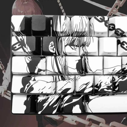 129 Keys Makima Anime Keycaps Cartoon PBT Keycap Cherry Keycaps Key Cap Dye-sub Mechanical Keyboard Caps for 64/68/71/84/108