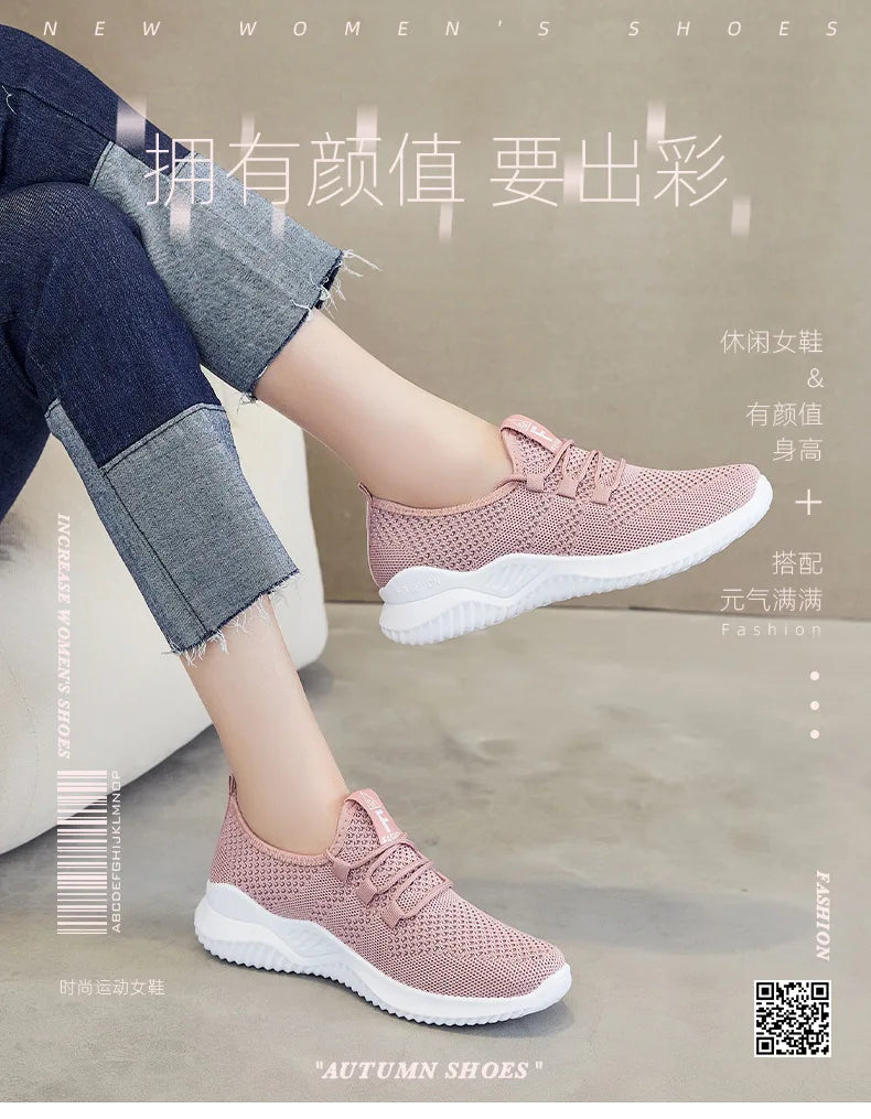 Women's shoes 2025 mesh breathable comfortable sports shoes soft sole lightweight fashion casual shoes - AMULET RING STORE