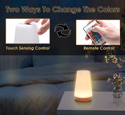 13 Color LED Changing Night Light RGB Remote Control Touch Dimmable Lamp Portable Table Bedside Lamp USB Rechargeable Night Lamp - AMULET RING STORE